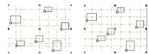 圖 5-12 （a）分布前圖形 圖 5-12（b）分布后圖形